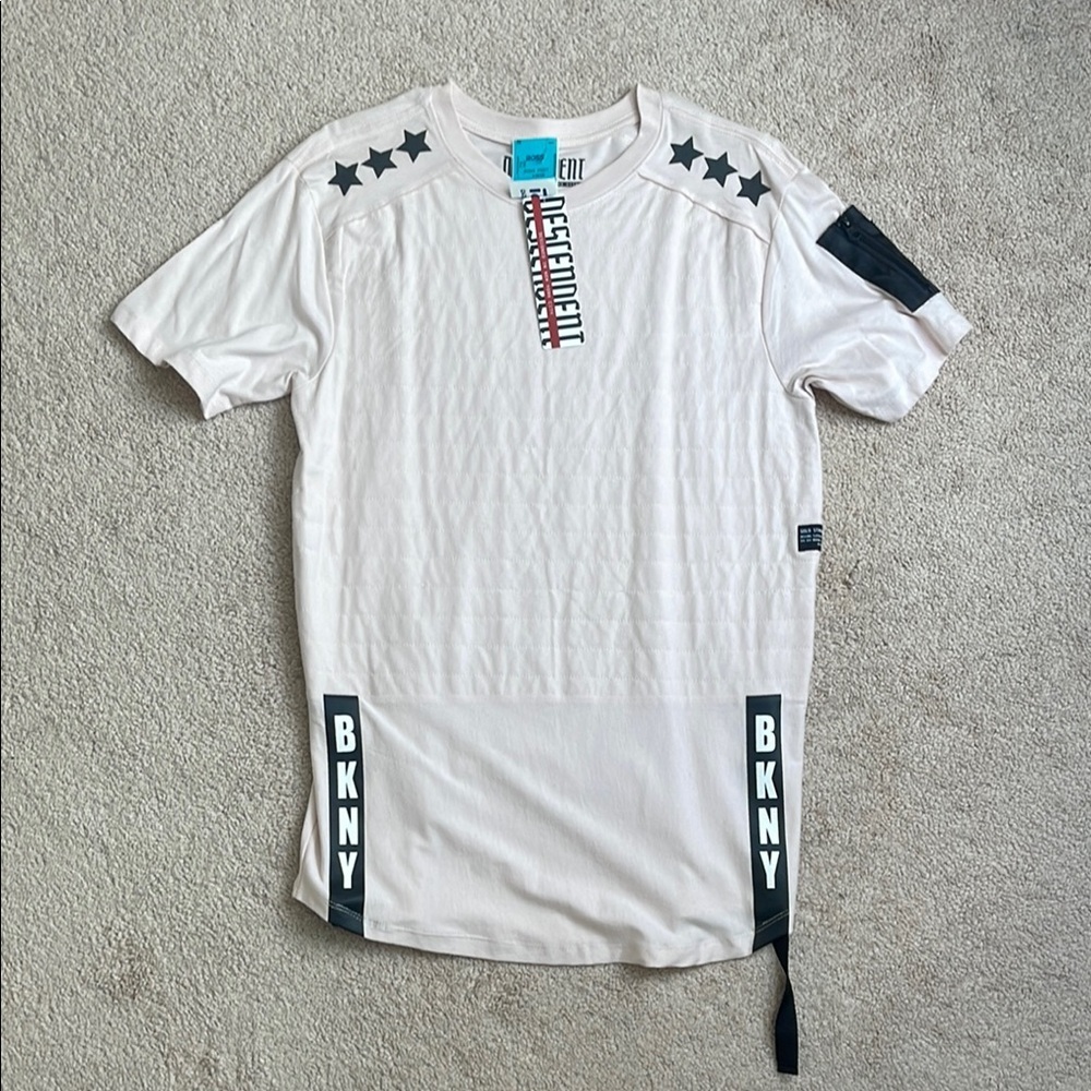 Pink and Black Short Sleeve Tee with Textured Pattern